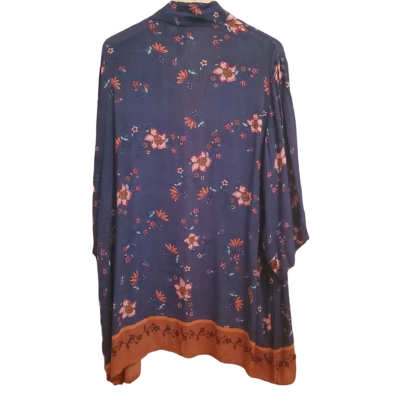 BLUE RAIN M BLUE FLORAL KIMONO/ COVERUP - Picture 2 of 5